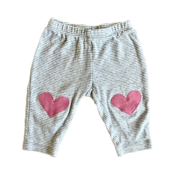 🍏4/$10🍏 Carter’s Striped Baby Pants with Heart Patches - Picture 1 of 7